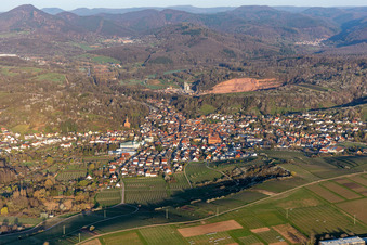Aerial view of In front of the quarry in Albersweiler in the state Rhineland-Palatinate, Germany