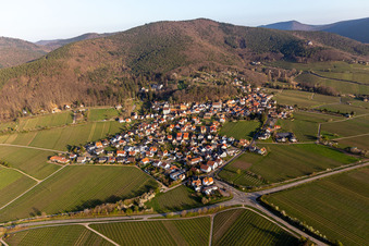 Village on the edge of vineyards and wineries in the wine-growing area in Gleisweiler in the state Rhineland-Palatinate, Germany