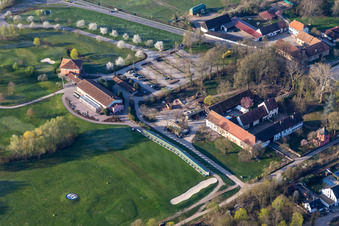 Grounds of the Golf course at Landgut Dreihof GOLF absolute in Essingen in the state Rhineland-Palatinate from the plane