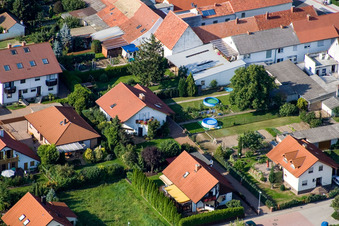 Aerial photograpy of Albert Einstein Street in Haßloch in the state Rhineland-Palatinate, Germany