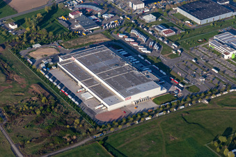 Warehouse complex-building in the industrial area on Einsteinallee in Lahr/Schwarzwald in the state Baden-Wuerttemberg, Germany