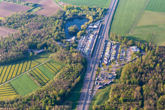 Motorway service station Mahlberg and parking lot of the BAB A5 in Mahlberg in the state Baden-Wuerttemberg, Germany