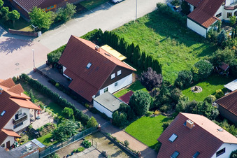 Aerial photograpy of Fritz-Haber-Straße in Haßloch in the state Rhineland-Palatinate, Germany