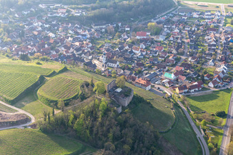 Aerial view of Lichteneck Castle in the district Hecklingen in Kenzingen in the state Baden-Wuerttemberg, Germany