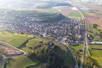 Aerial photograpy of Lichteneck Castle in the district Hecklingen in Kenzingen in the state Baden-Wuerttemberg, Germany