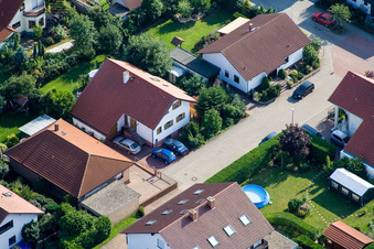 Fritz-Haber-Straße in Haßloch in the state Rhineland-Palatinate, Germany from above