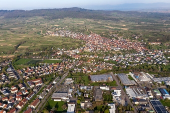 Aerial view of Bahlingen am Kaiserstuhl in the state Baden-Wuerttemberg, Germany
