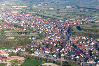 Oblique view of Eichstetten am Kaiserstuhl in the state Baden-Wuerttemberg, Germany