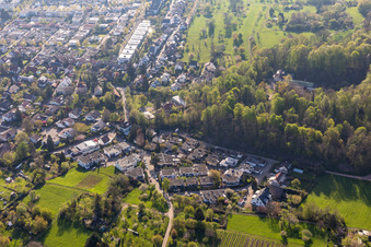 Aerial view of St. Georgen in the district Saint Georgen-Süd in Freiburg im Breisgau in the state Baden-Wuerttemberg, Germany