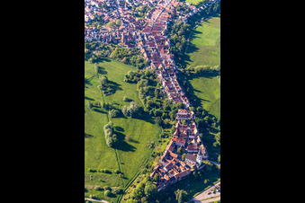 Ludwigstr in Jockgrim in the state Rhineland-Palatinate, Germany viewn from the air