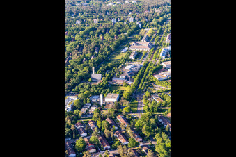 Aerial view of Center, Free Waldorf School, Otto Hahn Gymnasium in the district Waldstadt in Karlsruhe in the state Baden-Wuerttemberg, Germany