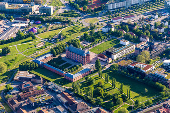 Building complex of the university for music castle Gottesaue in Karlsruhe in the state Baden-Wuerttemberg
