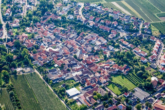 Town View of the streets and houses of the residential areas in Grosskarlbach in the state Rhineland-Palatinate, Germany