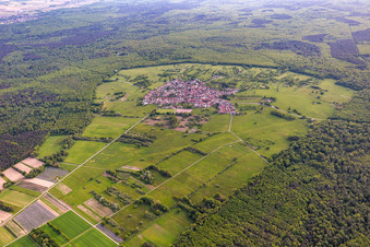 District Büchelberg in Wörth am Rhein in the state Rhineland-Palatinate, Germany from the drone perspective