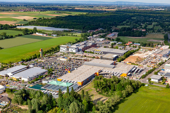 Aerial photograpy of Building of the construction market HORNBACH Bornheim in the district Industriegebiet Bornheim in Bornheim in the state Rhineland-Palatinate, Germany