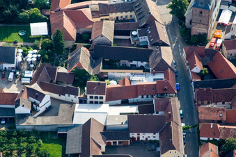 Oblique view of Main Street in Großkarlbach in the state Rhineland-Palatinate, Germany