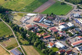 Industrial area Im Altenschemel on the Speyerbach in the district Speyerdorf in Neustadt an der Weinstraße in the state Rhineland-Palatinate, Germany
