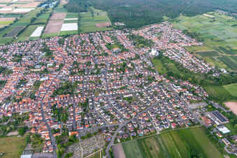 Aerial view of District Iggelheim in Böhl-Iggelheim in the state Rhineland-Palatinate, Germany