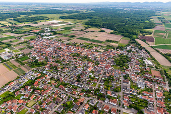 Bird's eye view of Zeiskam in the state Rhineland-Palatinate, Germany