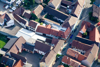 Main Street in Großkarlbach in the state Rhineland-Palatinate, Germany from above