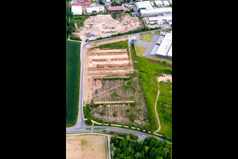Aerial view of Development of the Große Ahlmühle commercial area in Rohrbach in the state Rhineland-Palatinate, Germany