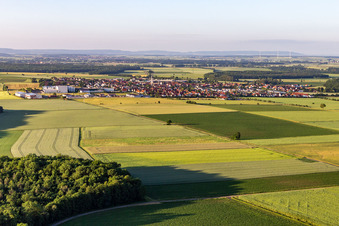 Bird's eye view of Grettstadt in the state Bavaria, Germany