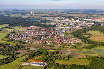Aerial view of Sennfeld in the state Bavaria, Germany