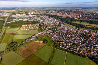 Town View of the streets and houses of the residential areas in Sennfeld in the state Bavaria, Germany