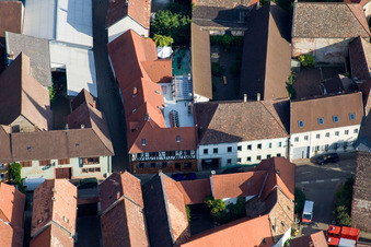 Aerial view of Sperbergasse in Großkarlbach in the state Rhineland-Palatinate, Germany