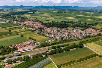 Aerial view of Village view from the southeast in Winden in the state Rhineland-Palatinate, Germany