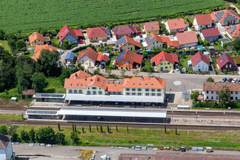 Railroad station in Winden in the state Rhineland-Palatinate, Germany from above