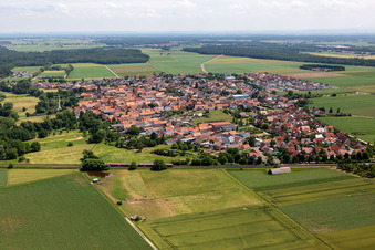 Drone recording of Steinweiler in the state Rhineland-Palatinate, Germany