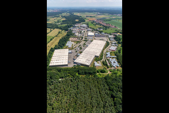 Aerial view of Thermo Fisher GmbH, ZUFALL logistics group - Branch Kandel in the district Minderslachen in Kandel in the state Rhineland-Palatinate, Germany