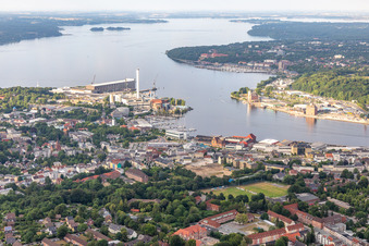 Aerial view of Fjord in Flensburg in the state Schleswig Holstein, Germany