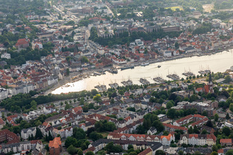 Harbor, fjord in the district Kielseng in Flensburg in the state Schleswig Holstein, Germany