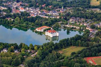 Aerial photograpy of Castle Glücksburg in the castle pond in Glücksburg in the state Schleswig Holstein, Germany