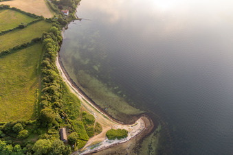 Aerial view of Nordspitze - almost the northernmost point of Germany in the district Holnis in Glücksburg in the state Schleswig Holstein, Germany