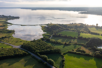 Aerial view of Dyked Little Noor in the district Holnis in Glücksburg in the state Schleswig Holstein, Germany