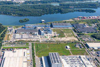 Oberwald industrial area in Wörth am Rhein in the state Rhineland-Palatinate, Germany out of the air