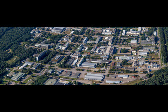 Campus building of the university KIT - Campus Nord (former Nuclear research centre Karlsruhe) behind Leopoldshafen in Eggenstein-Leopoldshafen in the state Baden-Wuerttemberg, Germany