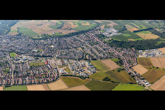 Panorama in the district Linkenheim in Linkenheim-Hochstetten in the state Baden-Wuerttemberg, Germany