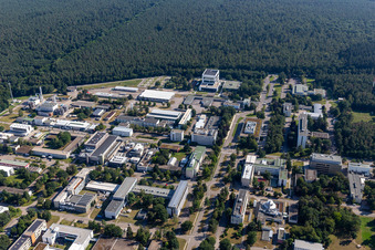 Research building and office complex of Karlsruhe Institute of Technologie Campus Nord with Institute of Meteorologie and Climate-research, IKET, ITEP, wbk Institute of Production-technique, Institut fuer Astroteilchenphysik (IAP) and IMT in Eggenstein-Leopoldshafen in the state Baden-Wurttemberg, Germany