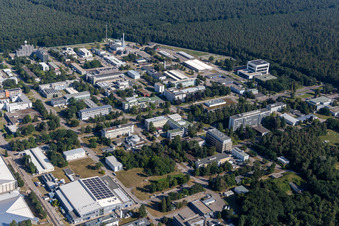 Research building and office complex of Karlsruhe Institute of Technology Campus Nord with Institute of Microstructure, ITEP, Institut fuer Astroteilchenphysik, LEVKIN Lab at the Eggensteiner Str. in Eggenstein-Leopoldshafen in the state Baden-Wurttemberg, Germany