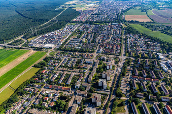 District Leopoldshafen in Eggenstein-Leopoldshafen in the state Baden-Wuerttemberg, Germany from above