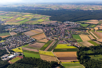 Aerial view of Rheinzabern in the state Rhineland-Palatinate, Germany