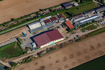 Aerial view of Kugelmann Organic Farmer in Kandel in the state Rhineland-Palatinate, Germany