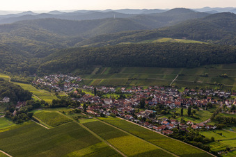 District Pleisweiler in Pleisweiler-Oberhofen in the state Rhineland-Palatinate, Germany from the plane