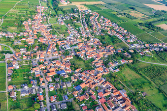 View of the winegrowing village from the west in Oberotterbach in the state Rhineland-Palatinate, Germany