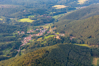 Oblique view of Berwartstein Castle in Erlenbach bei Dahn in the state Rhineland-Palatinate, Germany