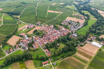 Drone recording of District Klingen in Heuchelheim-Klingen in the state Rhineland-Palatinate, Germany